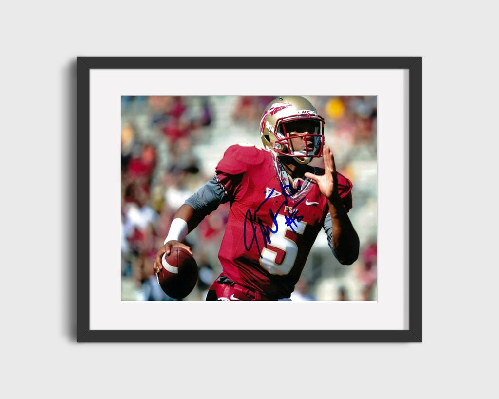 Florida State Autograph Print - Jameis Winston Hitting The Hole - Seminole Surge College FSPrints Gallery Frame 16x20