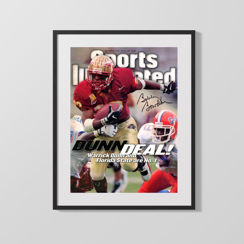 Florida State Autograph SI Print - Warrick Dunn - Dunn Deal Noles College FSPrints Gallery Frame 16x20