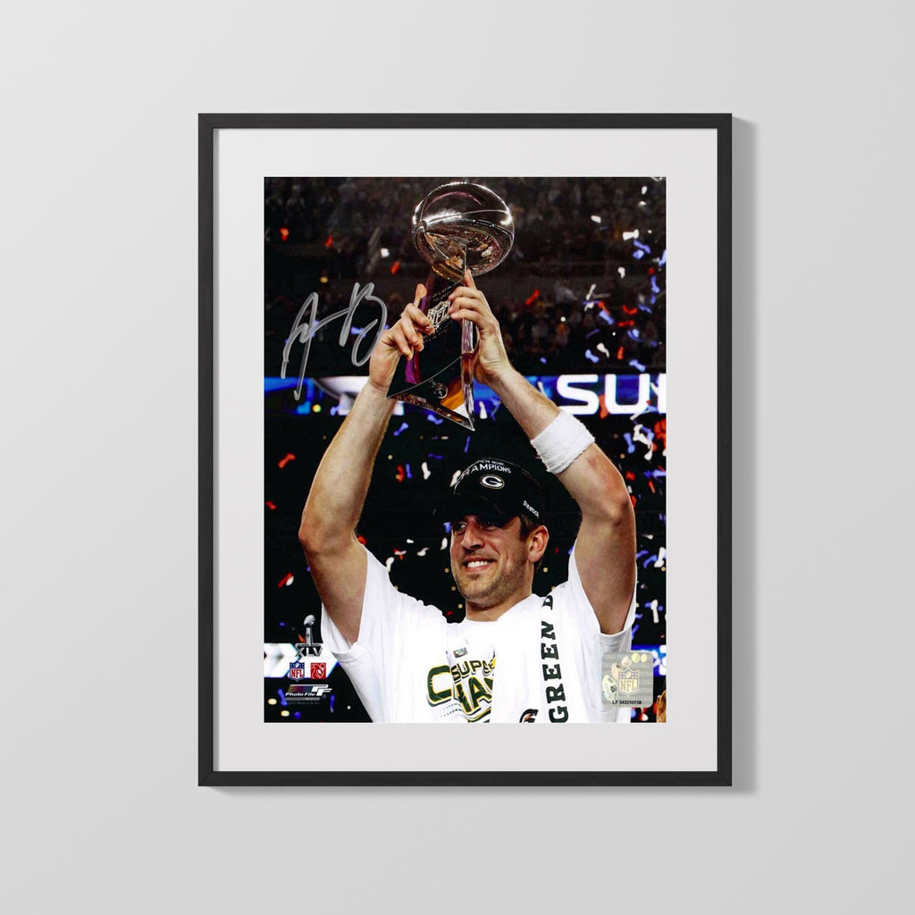 Football Autograph Print - Aaron Rodgers - Lombardi Glory Football Vintage Framed Prints Gallery Frame 16x20