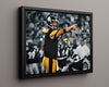 Football Autograph Print - Ben Roethlisberger & Jerome Bettis - Snowbound Steelers Football Vintage Framed Prints Floating Canvas 16x20