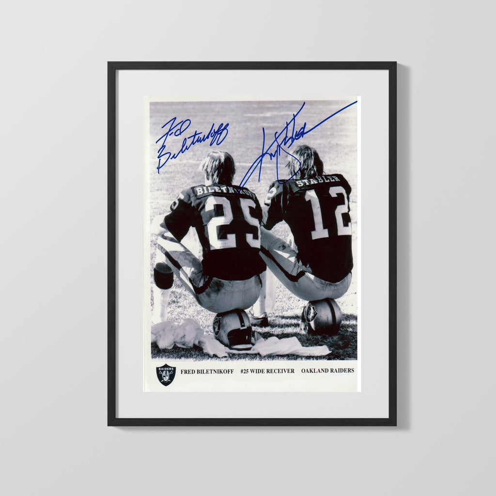 Football Autograph Print - Biletnikoff & Stabler - Raider Legends Football Vintage Framed Prints Gallery Frame 16x20