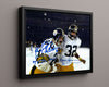 Football Autograph Print - Rocky Blier & Franco Harris - Snowy Steelers Brotherhood Football Vintage Framed Prints Floating Canvas 16x20