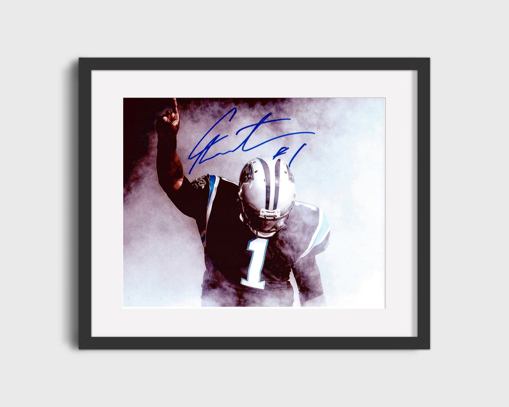 Football Autograph Print - Cam Newton - Superman Pose Football Vintage Framed Prints Gallery Frame 16x20