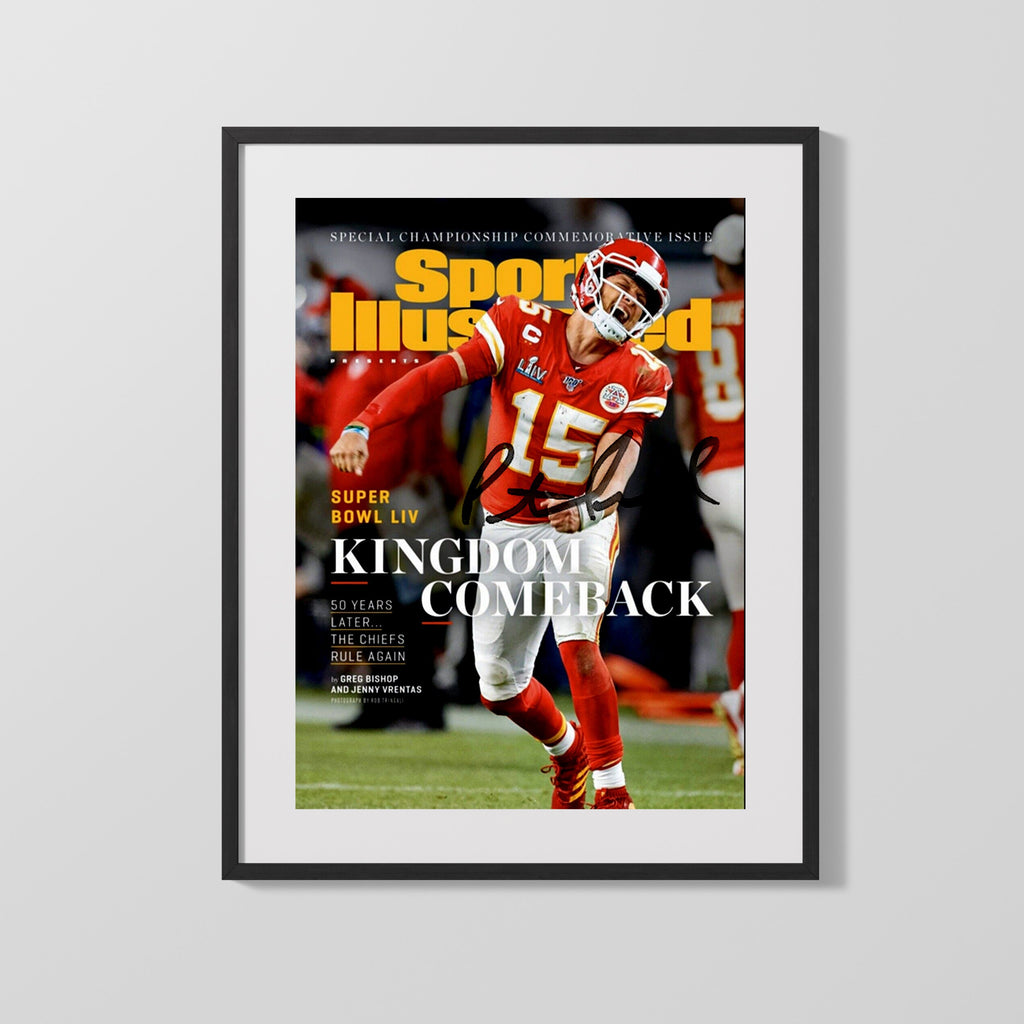 Football Autograph SI Print - Patrick Mahomes - Kingdom Comeback Football Vintage Framed Prints Gallery Frame 16x20