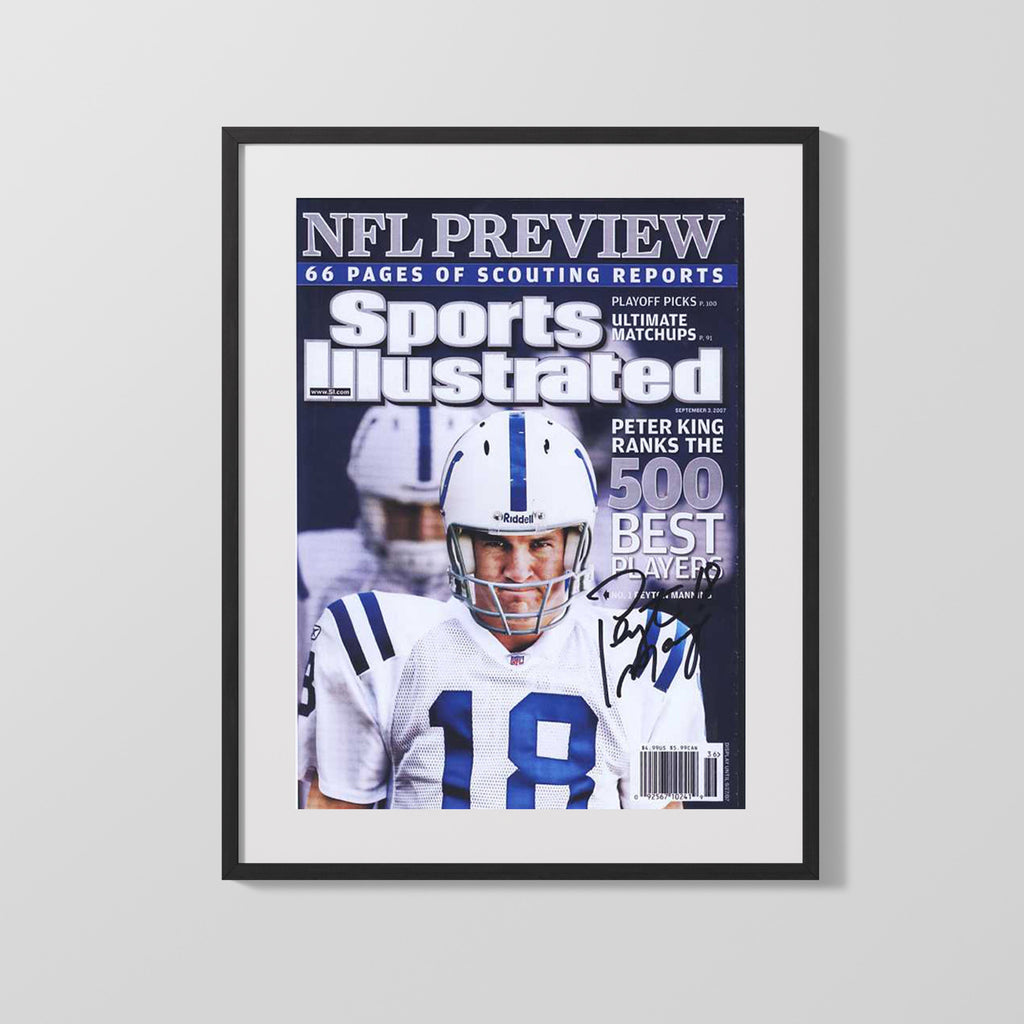 Football Autograph SI Print - Peyton Manning NFL Preview - Laser Rocket Arm Football Vintage Framed Prints Gallery Frame 16x20