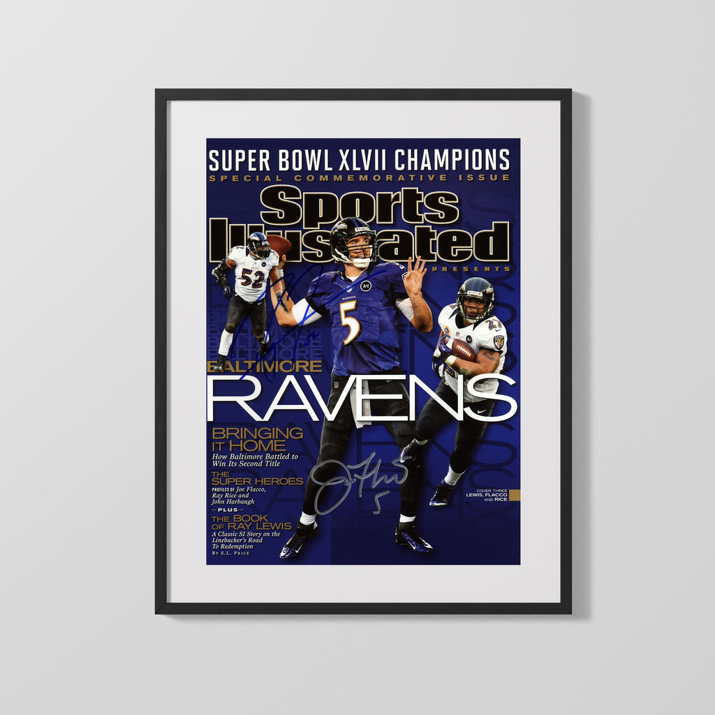 Football Autograph SI Print - Ravens - Super Bowl XLVII Champs Football Vintage Framed Prints Gallery Frame 16x20