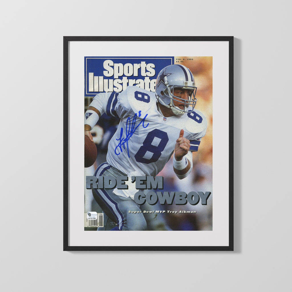 Football Autograph SI Print - Troy Aikman Ride Em - Cowboy Glory Football Vintage Framed Prints Gallery Frame 16x20