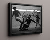 George Best - Manchester United - Sliding Finish Soccer FramedSportPrints Floating Canvas 16x20