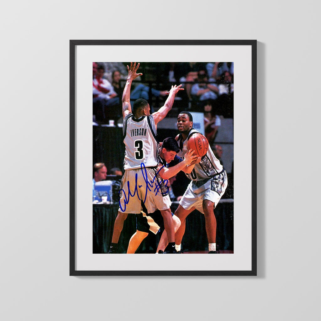 Georgetown Autograph Print - Allen Iverson - The Answer Attacks College FSPrints Gallery Frame 16x20
