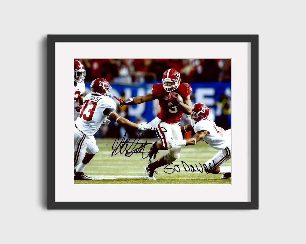 Georgia Autograph Print - Todd Gurley - Go Dawgs Stiff Arm College FSPrints Gallery Frame 16x20