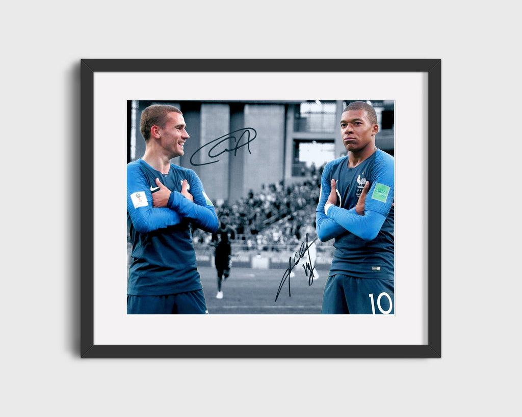 Griezmann and Mbappe France Autograph Print - Crossed Arms Champs Soccer FramedSportPrints Gallery Frame 16x20