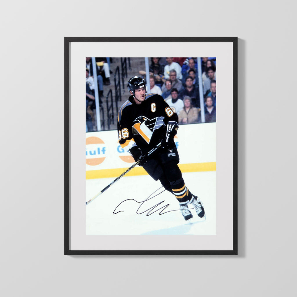 Hockey Autograph Print - Mario Lemieux Penguins - Captain 66 Hockey FSPrints Gallery Frame 16x20