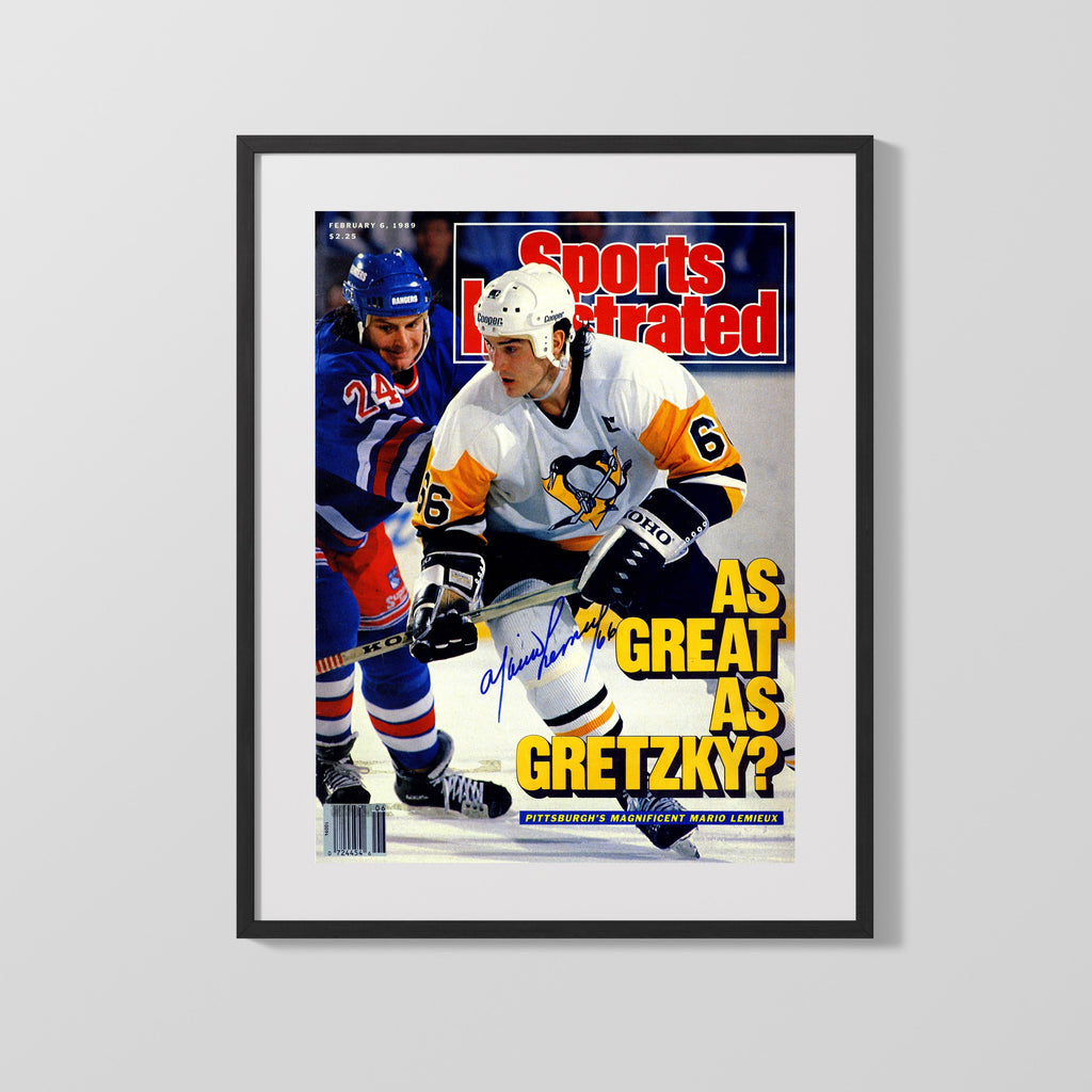 Hockey Autograph Print - Mario Lemieux Penguins - Magnificent 66 Hockey FSPrints Gallery Frame 16x20