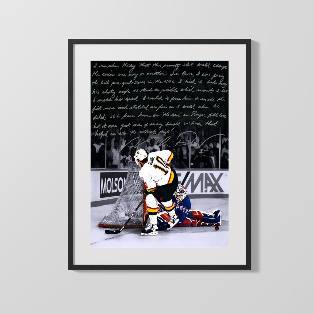 Hockey Autograph Print - Mike Richter Rangers - First Move Save Hockey FSPrints Gallery Frame 16x20