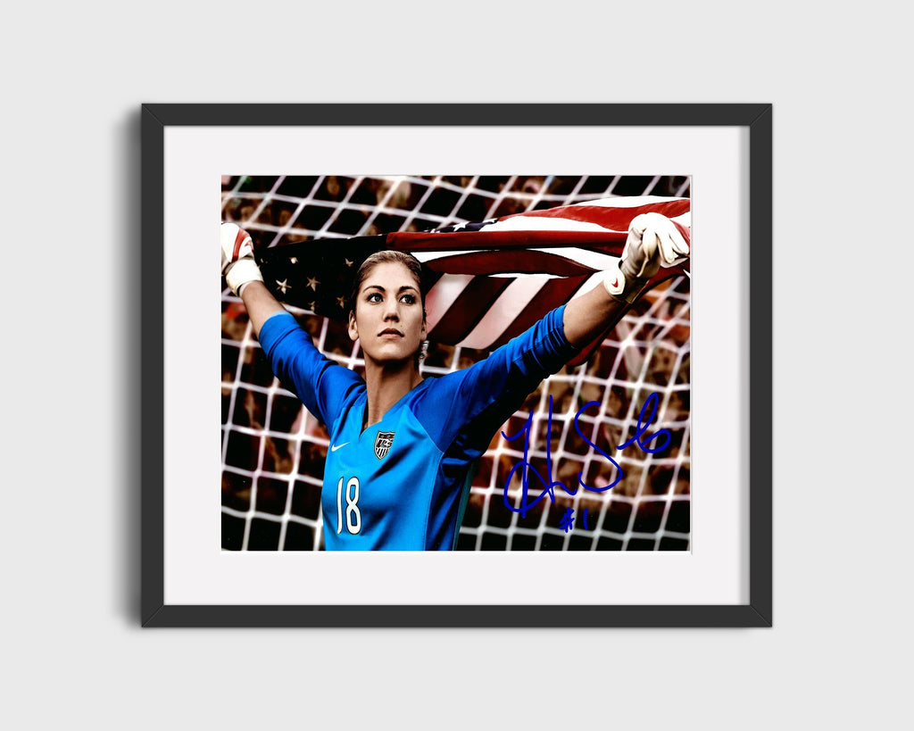Hope Solo USA Autograph Print - Flag Pride Soccer FramedSportPrints Gallery Frame 16x20