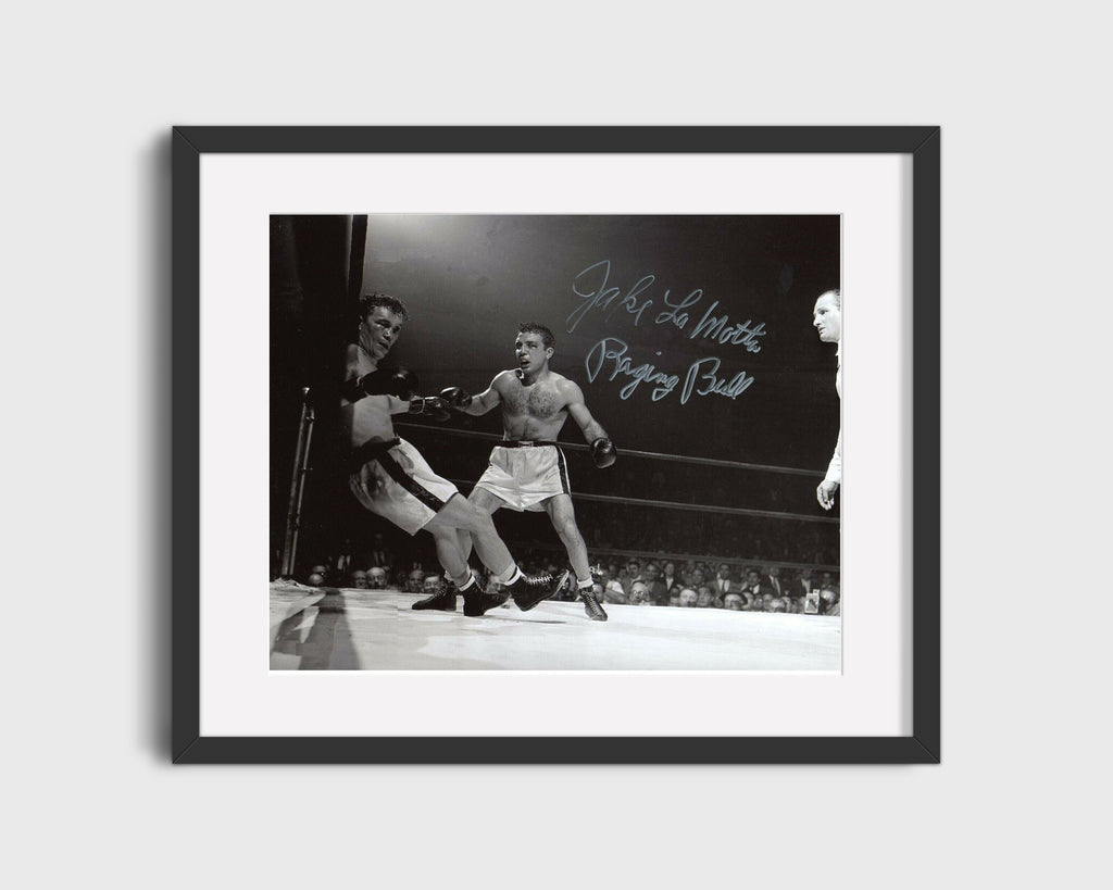 Jake LaMotta Autograph Print - Raging Bull Fight - Bronx Bull Unleashed Boxing FSPrints Gallery Frame 16x20