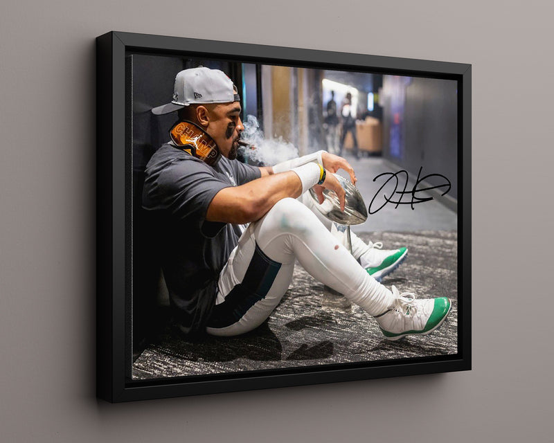 Floating Canvas Jalen Hurts - Philadelphia Eagles - Super Cigar Autograph Print Floating Canvas - Pro Football FSP - Floating Canvas