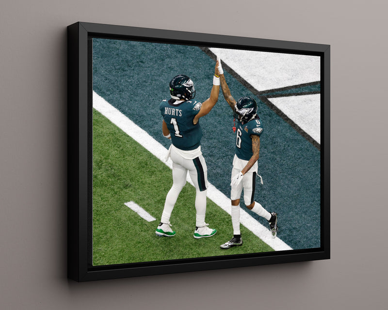 Floating Canvas Jalen Hurts & DeVonta Smith- Philadelphia Eagles - Super TD Celebration Floating Canvas - Pro Football FSP - Floating Canvas