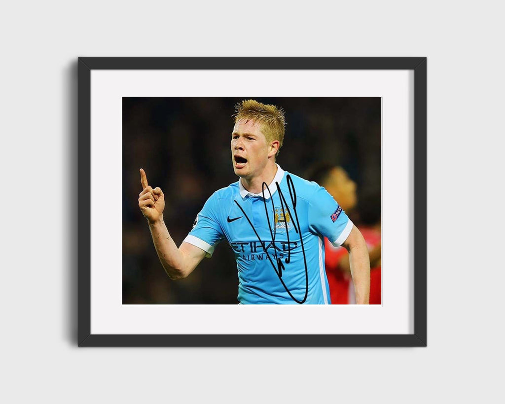 Kevin De Bruyne Autograph Print - Midfield Genius Soccer FramedSportPrints Gallery Frame 16x20