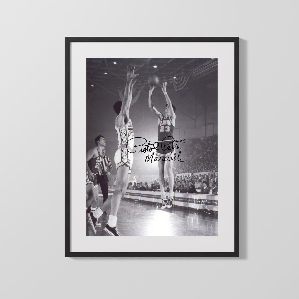 LSU Autograph Print - Pistol Pete Jumper - Pure Buckets College FSPrints Gallery Frame 16x20