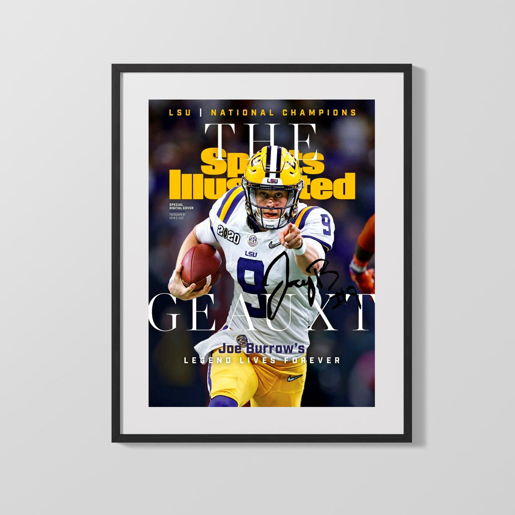 LSU Autograph SI Print - Joe Burrow - Geaux Champs College FSPrints Gallery Frame 16x20