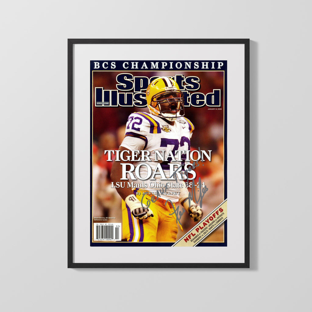 LSU Autograph SI Print - Les Miles - Tiger Nation Roars College FSPrints Gallery Frame 16x20