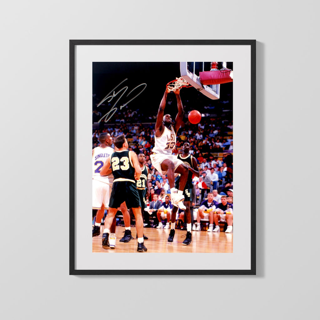 LSU Tigers -Shaquille ONeal - Dunk - Signed - Portrait College FSPrints Gallery Frame 16x20
