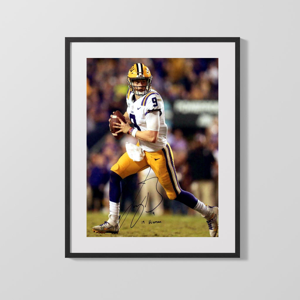 LSU Autograph SI Print - Joe Burrow - Running Pass College FSPrints Gallery Frame 16x20