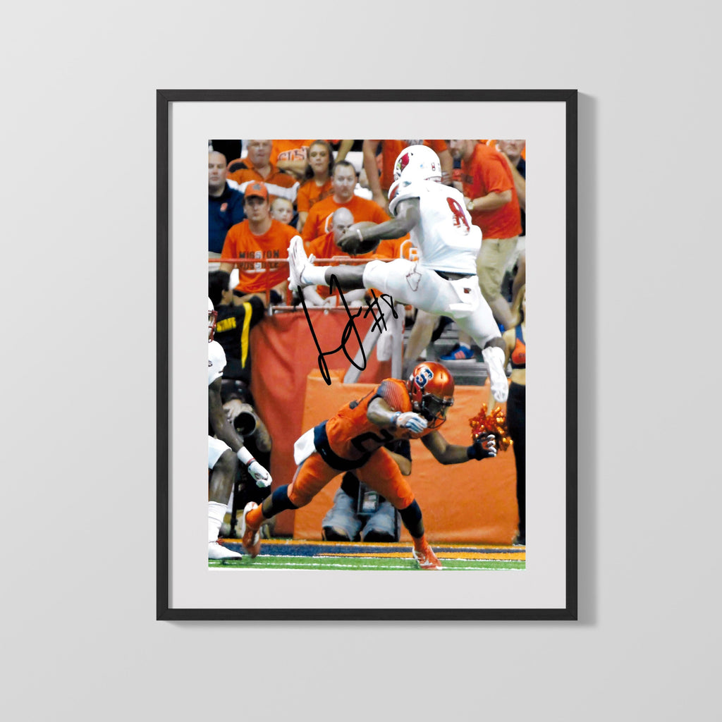 Lamar Jackson - Louisville Cardinals - Leap - Portrait College FSPrints Gallery Frame 16x20