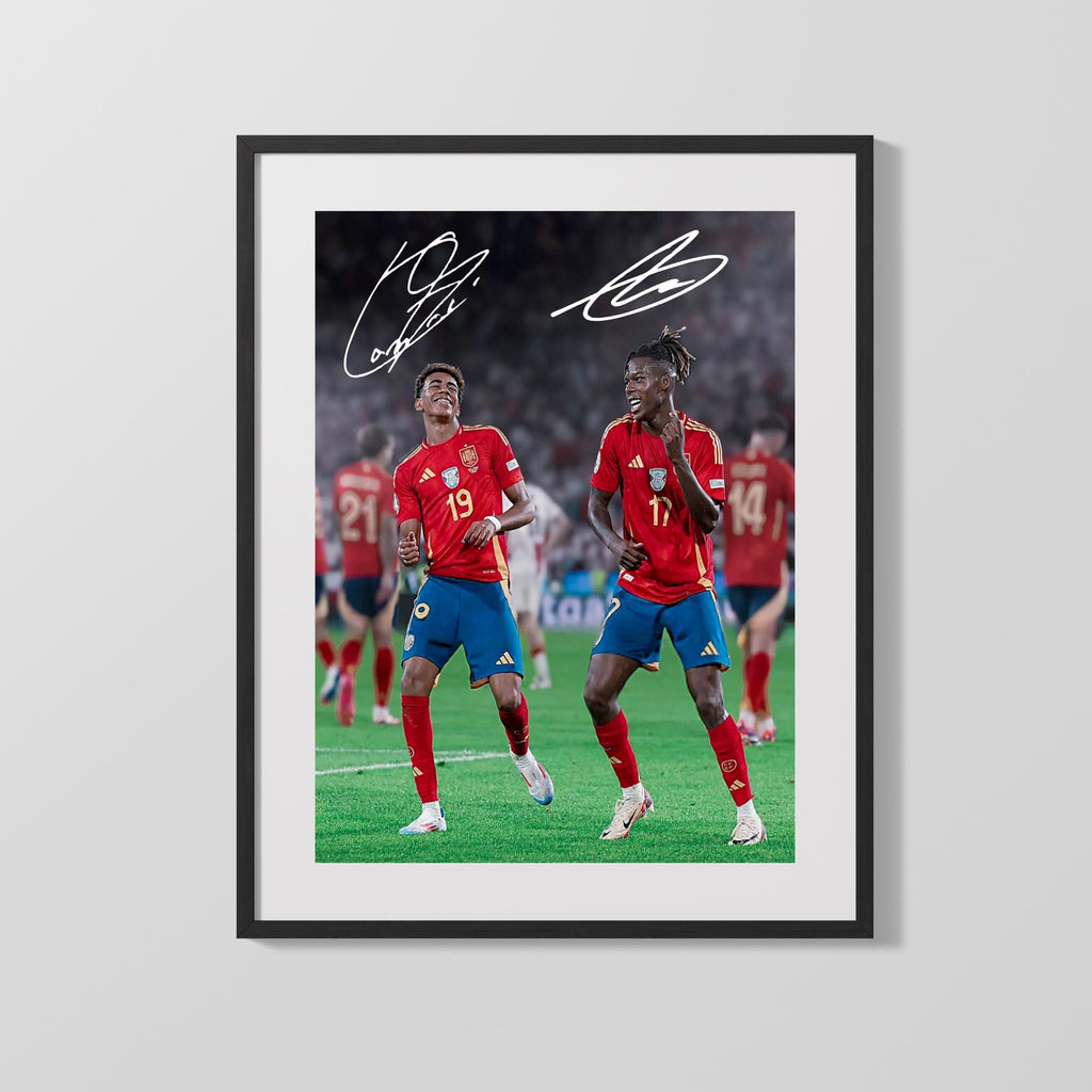 Lamine Yamal and Nico Williams Autograph Print - Spain - Rising Stars Soccer FramedSportPrints Gallery Frame 16x20