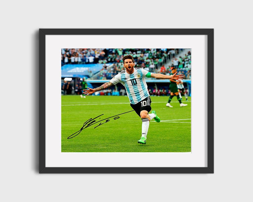 Lionel Messi - Argentina - Goal Celebration Soccer FramedSportPrints Gallery Frame 16x20