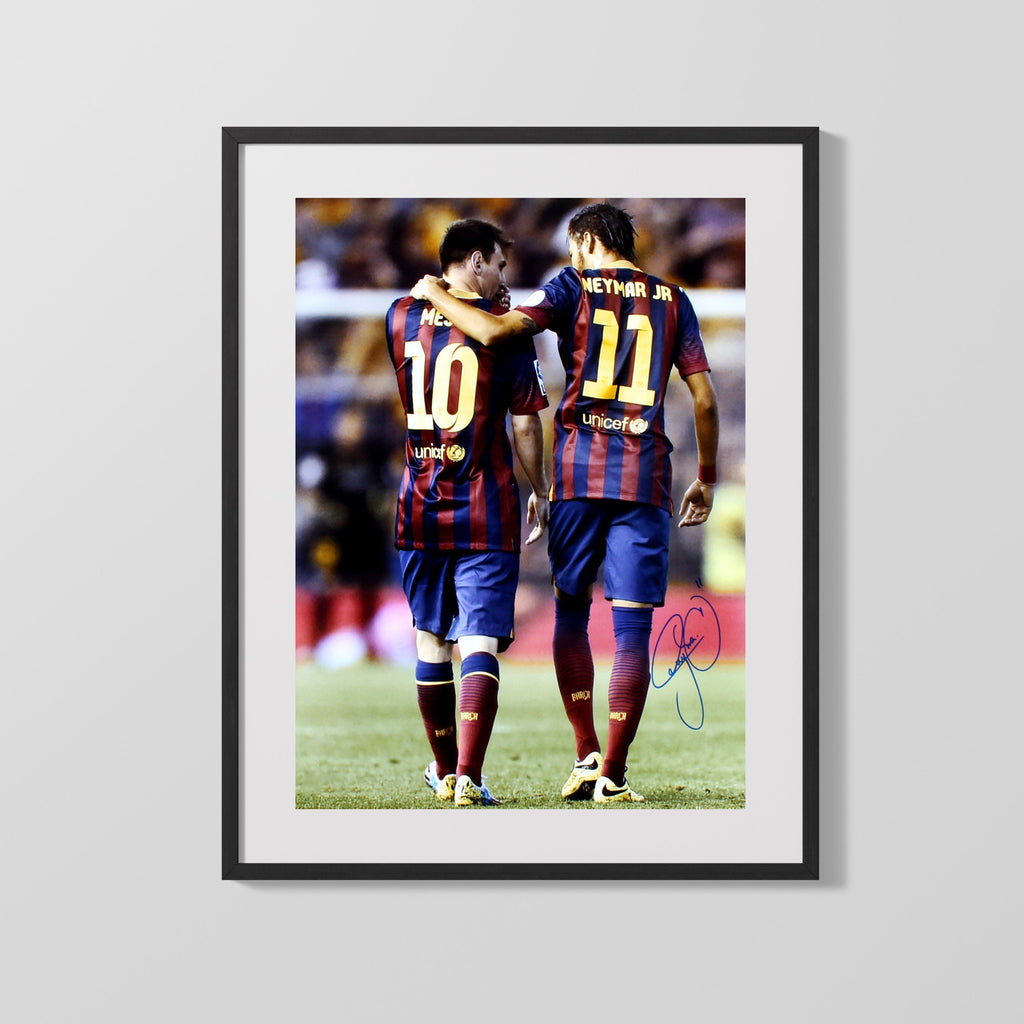 Lionel Messi and Neymar Autograph Print - FC Barcelona - Dynamic Duo Soccer FramedSportPrints Gallery Frame 16x20