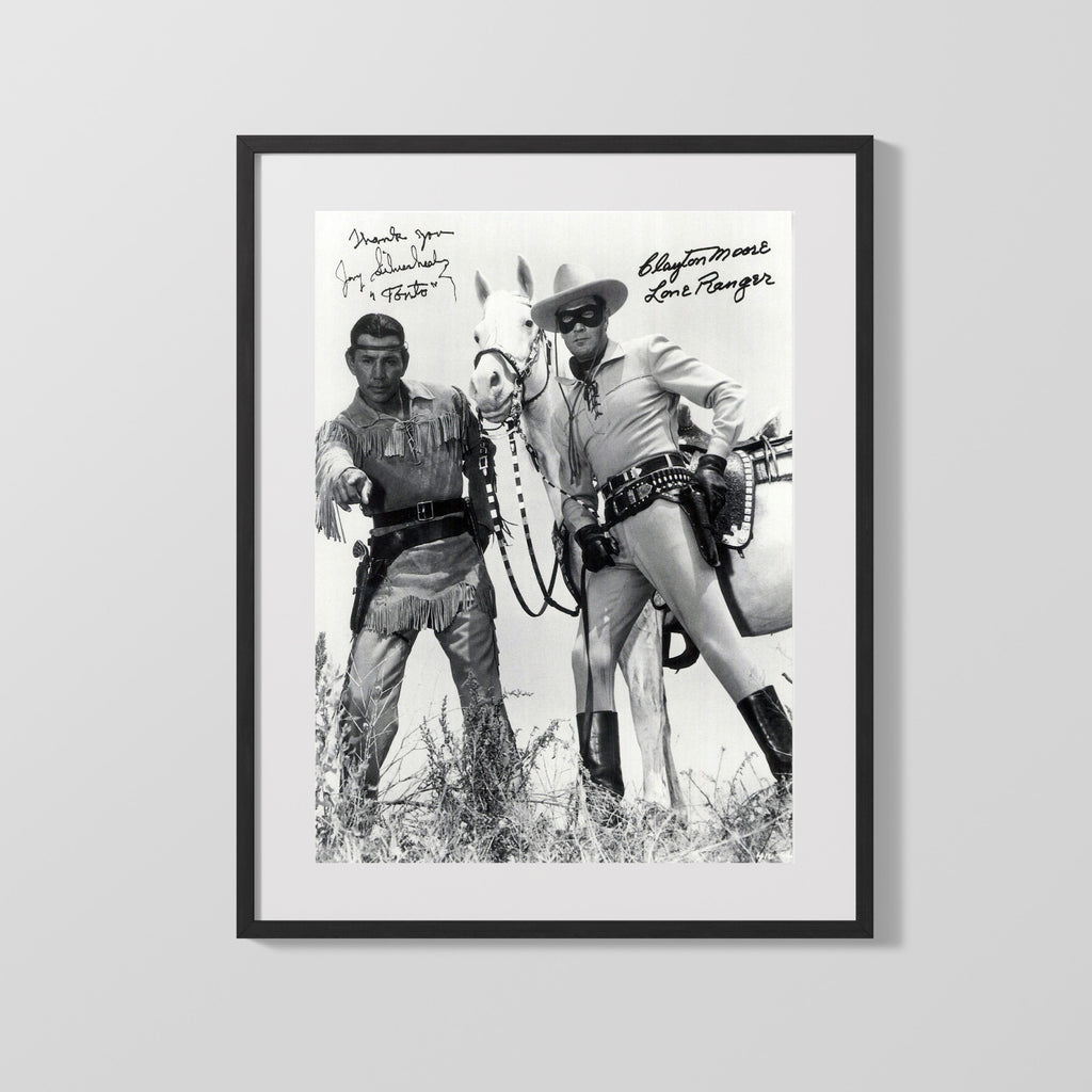 Lone Ranger - Clayton Moore and Jay Silverheels - Autograph Print Television Vintage Framed Prints Gallery Frame 16x20
