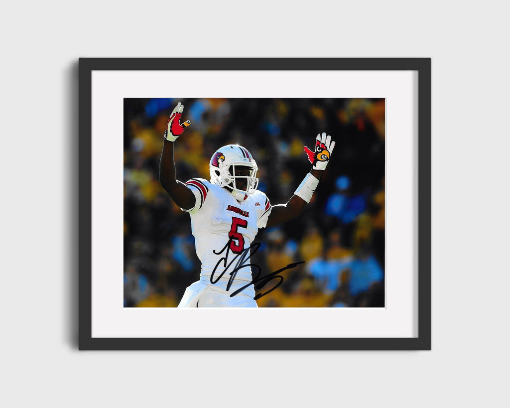Louisville Autograph Print - Teddy Bridgewater - Cardinal Comm&er College FSPrints Gallery Frame 16x20