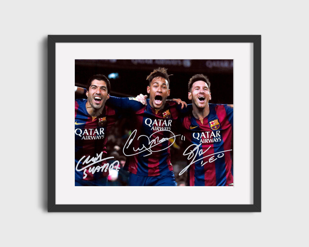 MSN Barcelona Trio Autograph Print - Dream Team Soccer FramedSportPrints Gallery Frame 16x20