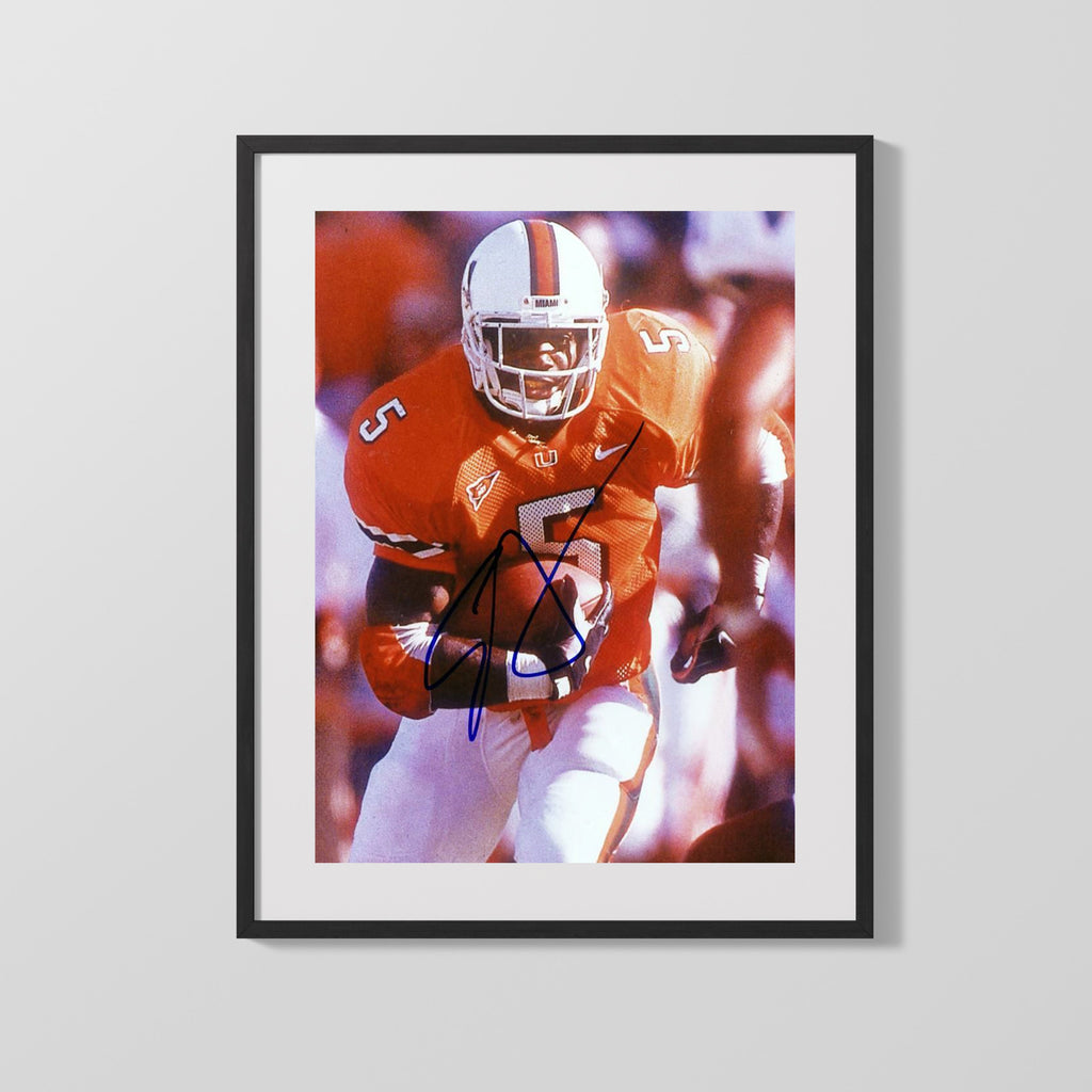 Miami Autograph Print - Edgerrin James Running Back - Edge of Glory College FSPrints Gallery Frame 16x20