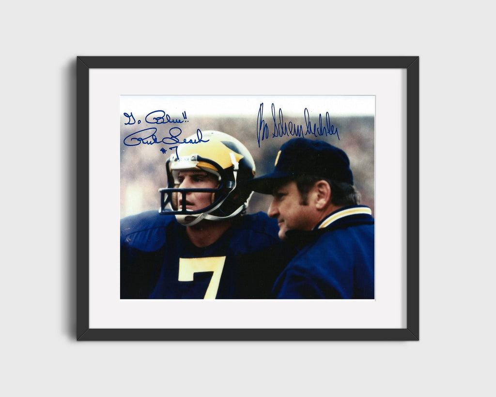 Michigan Autograph Print - Bo Schembechler & Rick Leach - Go Blue Duo College FSPrints Gallery Frame 16x20