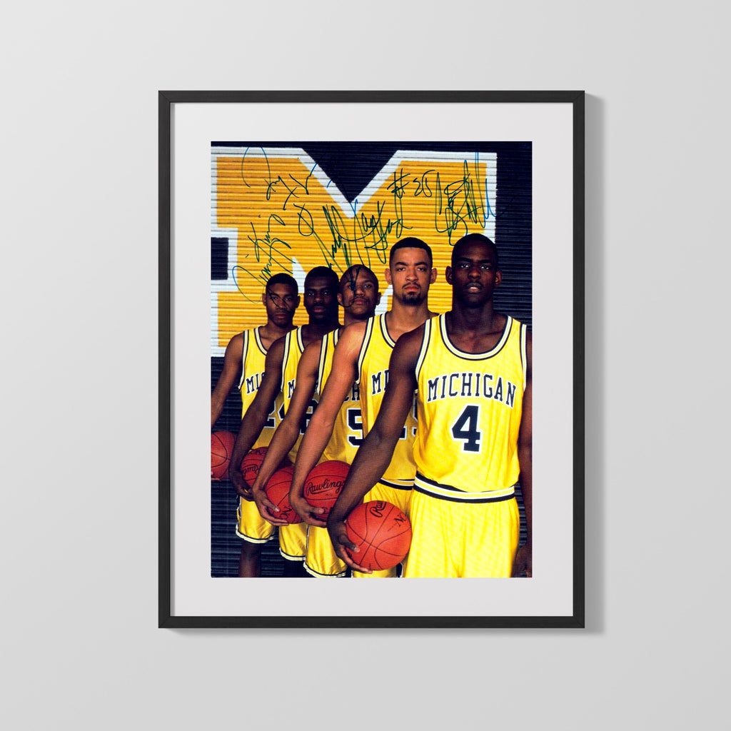 Michigan Autograph Print - Fab 5 Lineup - Trendsetters Forever College FSPrints Gallery Frame 16x20