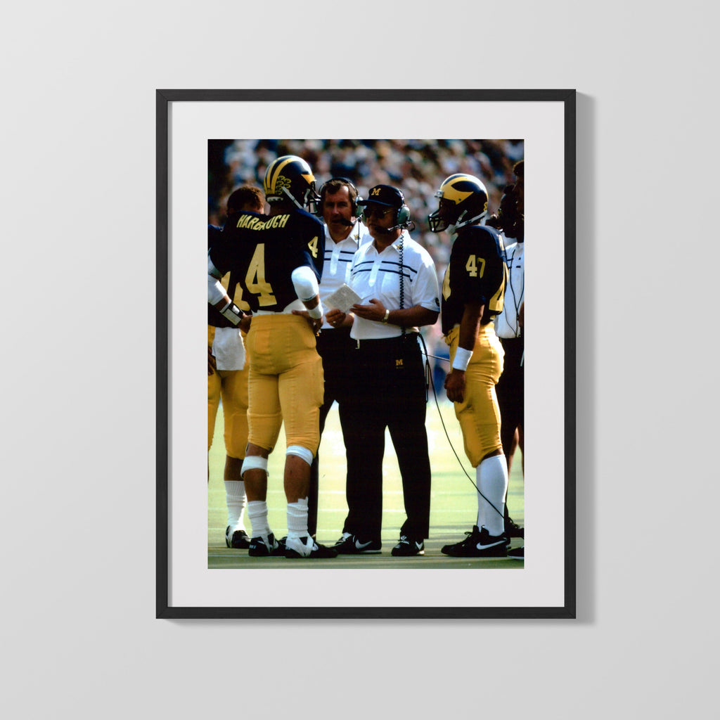 Michigan Autograph Print - Harbaugh & Coach - Sideline Strategy College FSPrints Gallery Frame 16x20