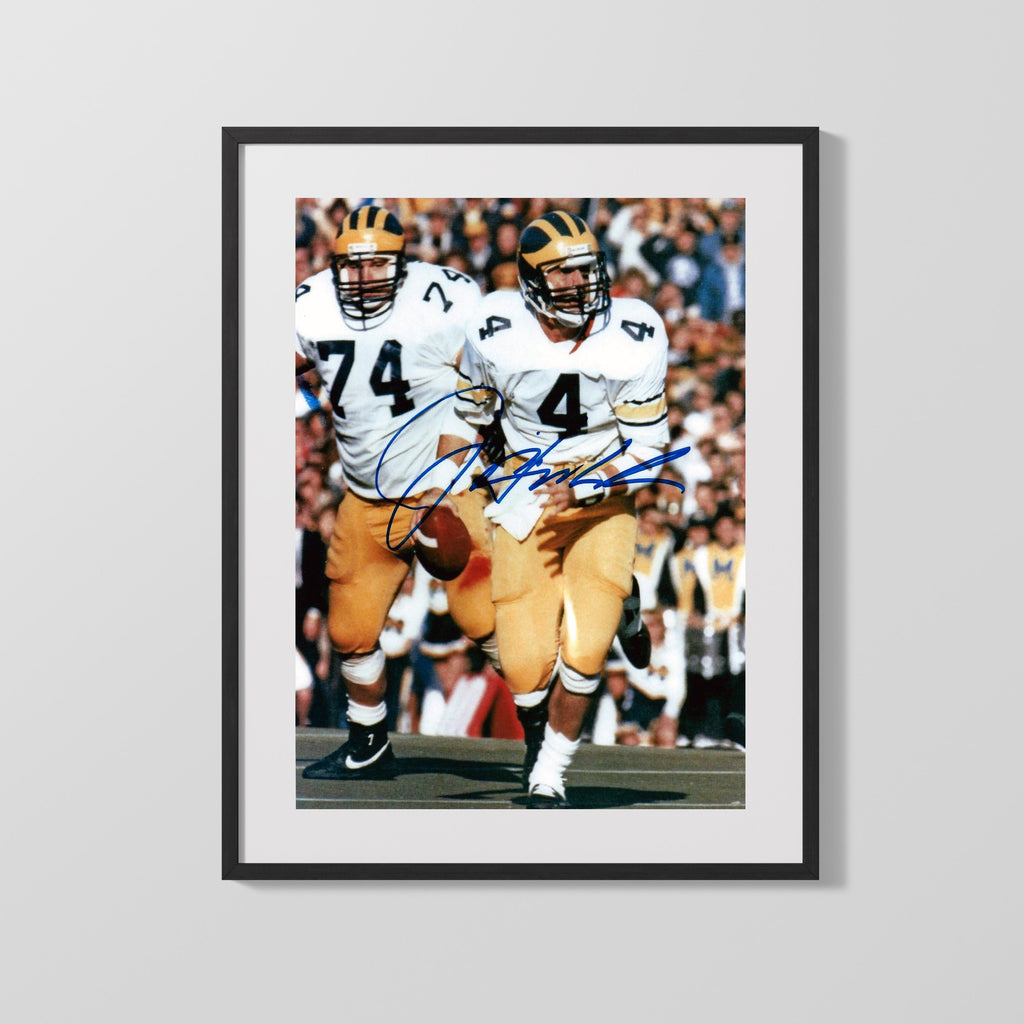 Michigan Autograph Print - Jim Harbaugh - QB Grit College FSPrints Gallery Frame 16x20