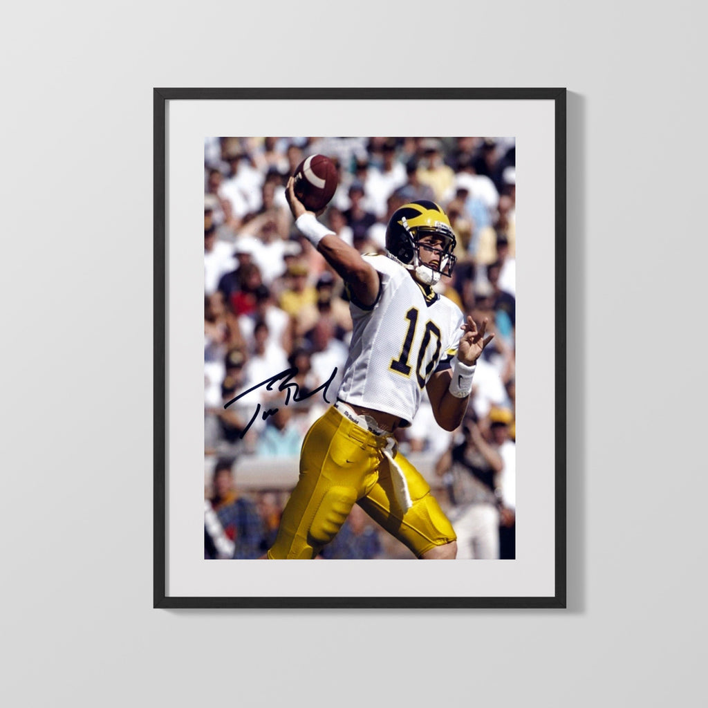 Michigan Autograph Print - Tom Brady Pocket Poise - Future GOAT College FSPrints Gallery Frame 16x20