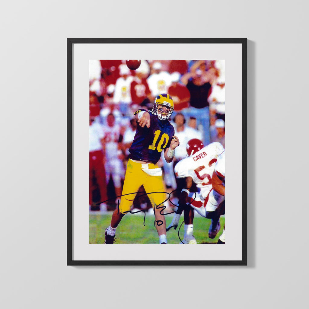 Michigan Autograph Print - Tom Brady The Throw - GOAT 101 College FSPrints Gallery Frame 16x20