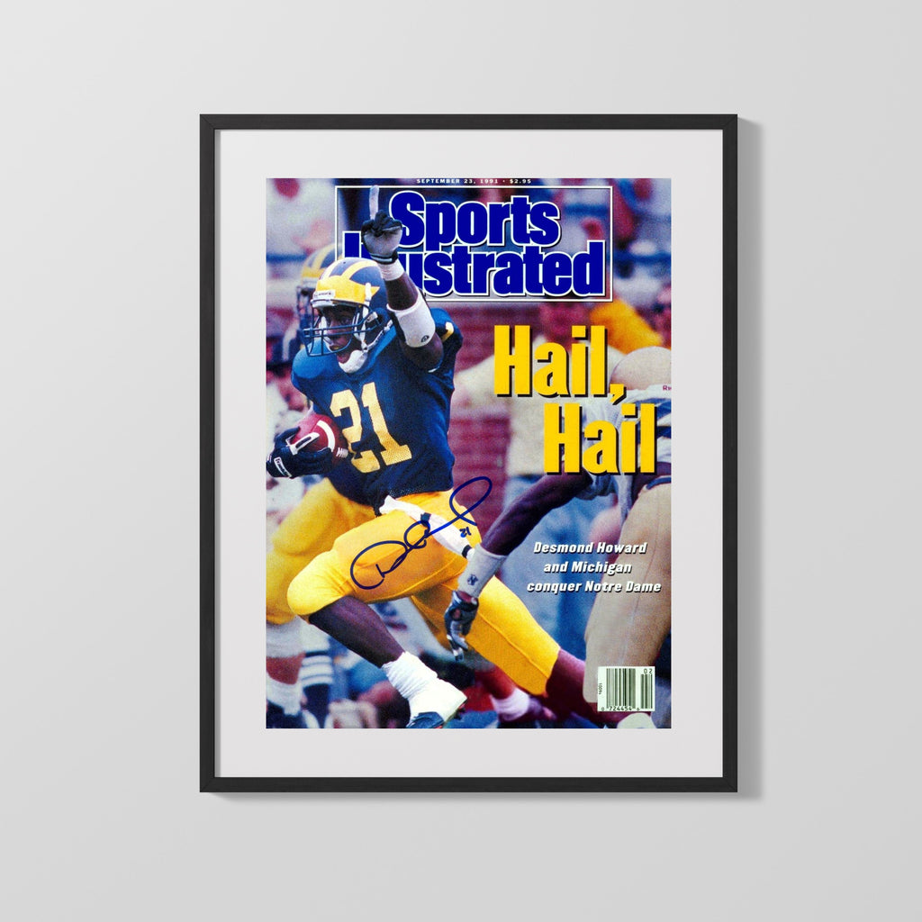 Michigan Autograph SI Print - Desmond Howard - Hail Hail Wolverines College FSPrints Gallery Frame 16x20
