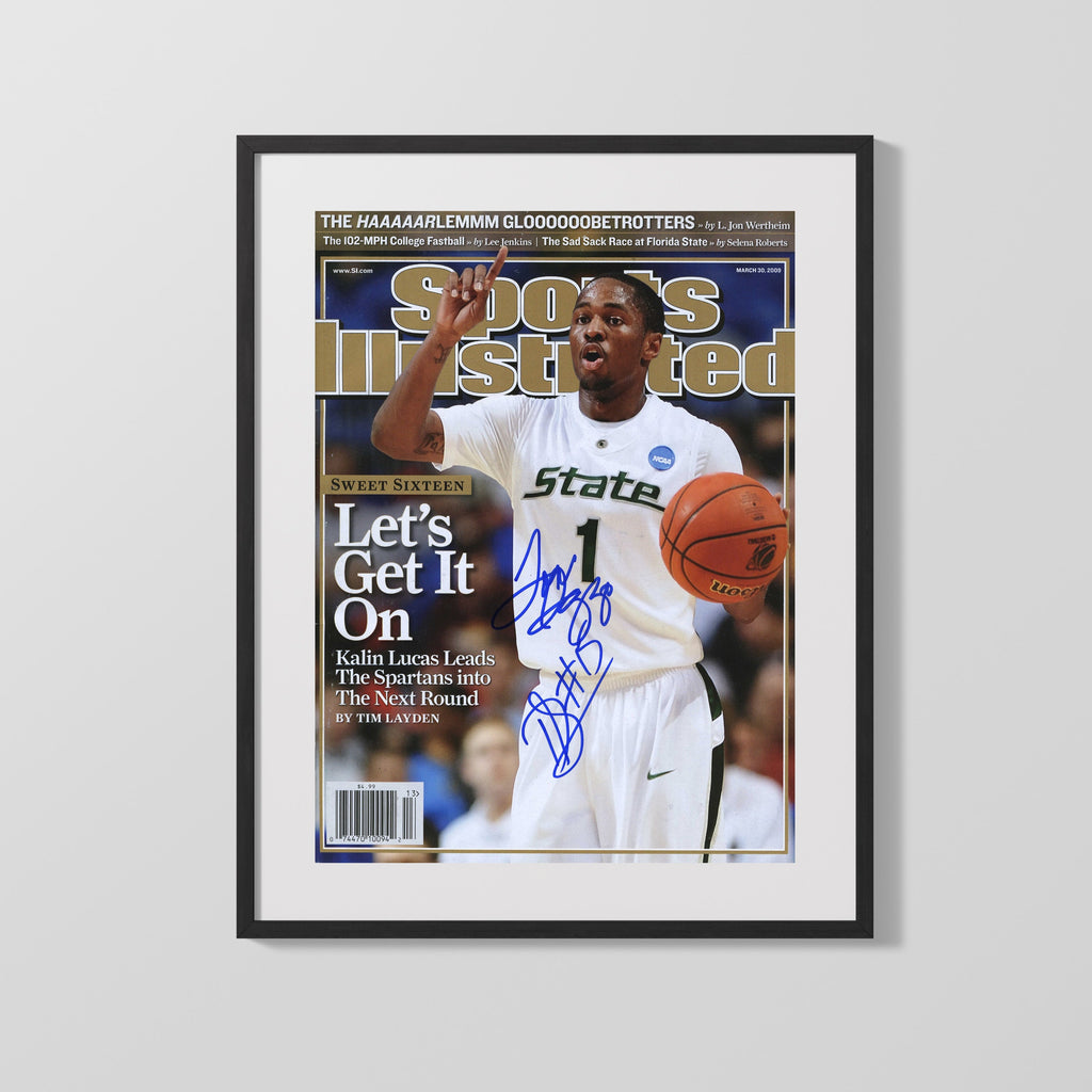 Michigan State Autograph SI Print - Kalin Lucas - Lets Get It On Spartans College FSPrints Gallery Frame 16x20