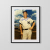 Mickey Mantle Autograph Print - Leaning On Bat - No.7 Classic Pose