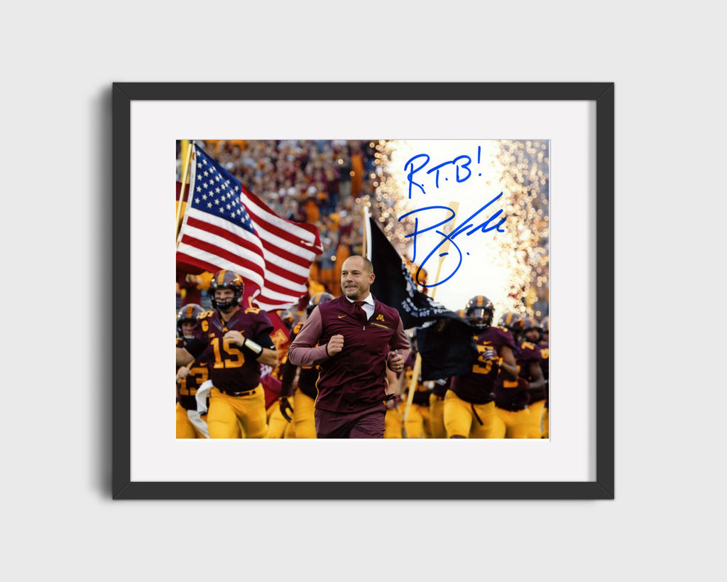 Minnesota Autograph Print - P.J. Fleck - Row the Boat Charge College FSPrints Gallery Frame 16x20
