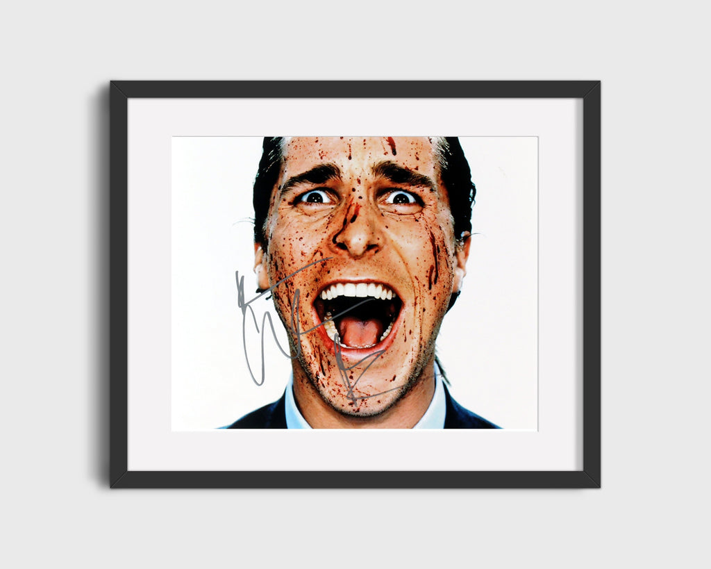 Movie Autograph Print - Christian Bale - American Psycho - Smile for the Chainsaw Movies FSPrints Gallery Frame 16x20