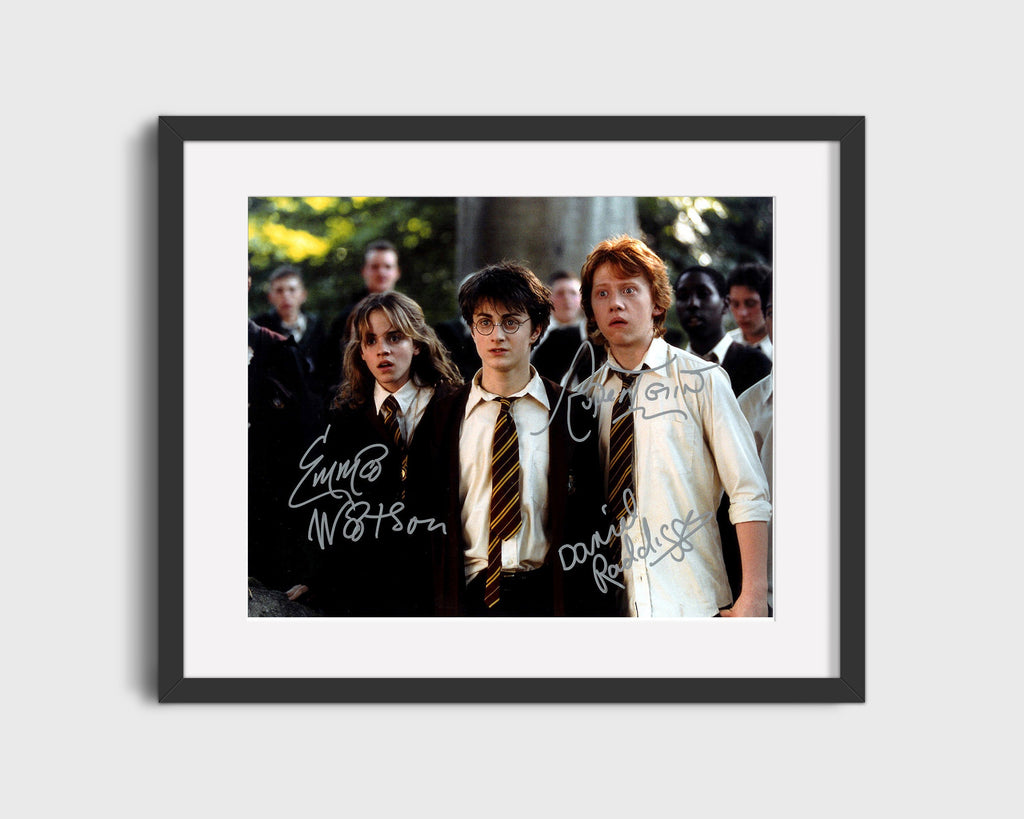 Movie Autograph Print - Harry Potter - Cast - Shocked Trio Movies FSPrints Gallery Frame 16x20