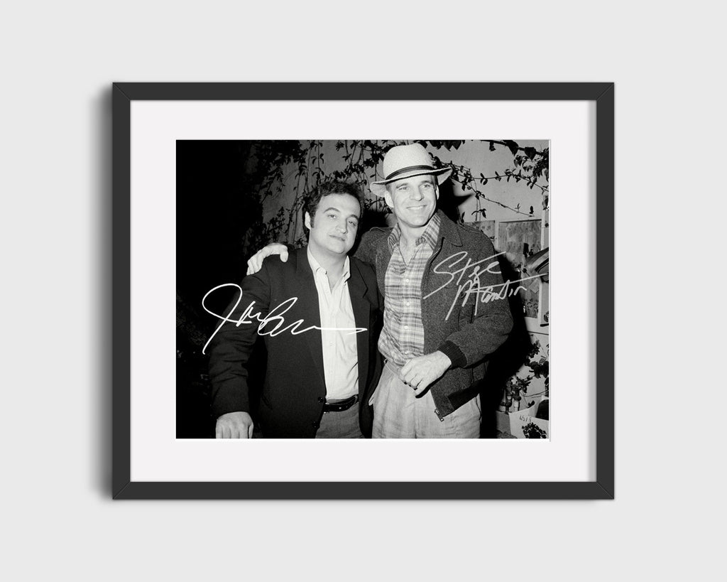 Movie Autograph Print - John Belushi and Steve Martin - Comedy Legends Together Movies FSPrints Gallery Frame 16x20