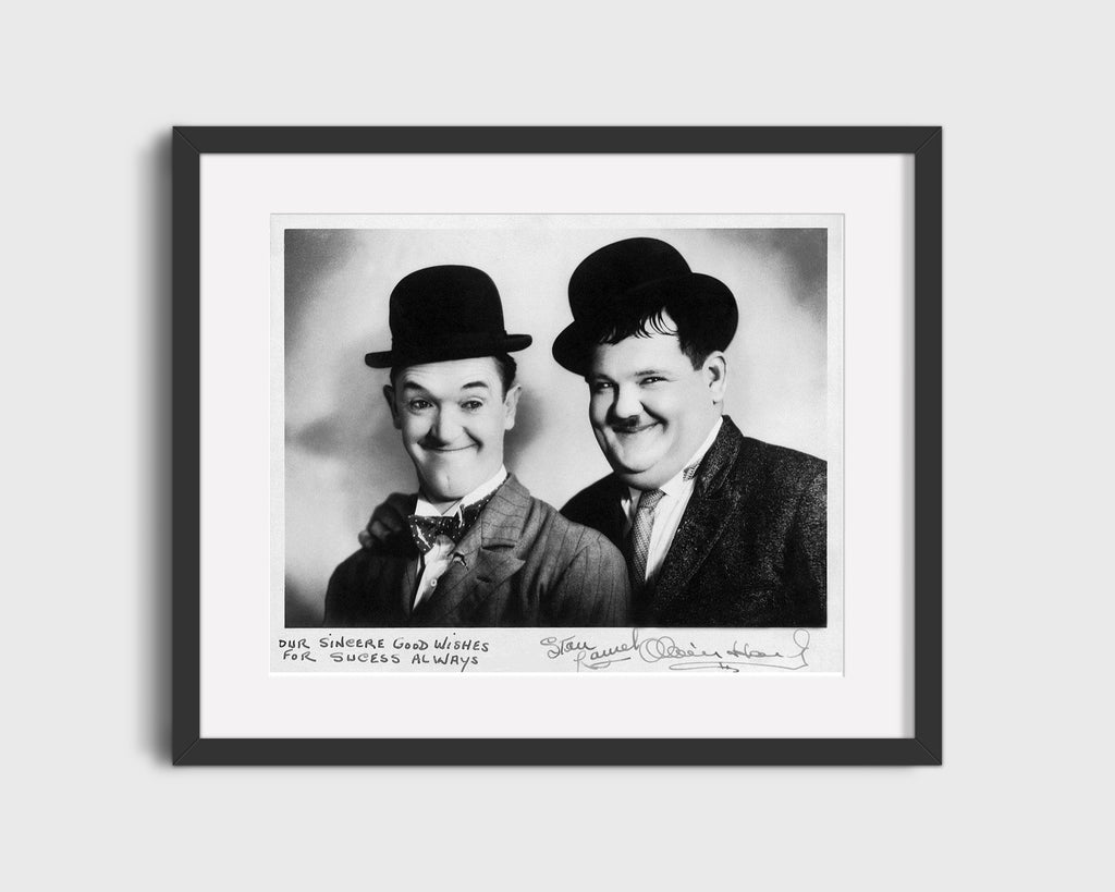 Movie Autograph Print - Laurel and Hardy - Bowler Hat Buddies Movies FSPrints Gallery Frame 16x20